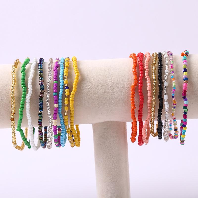 Bracelet de perles de verre, 1 pièce, style Boho, Bracelet de cheville en perles colorées