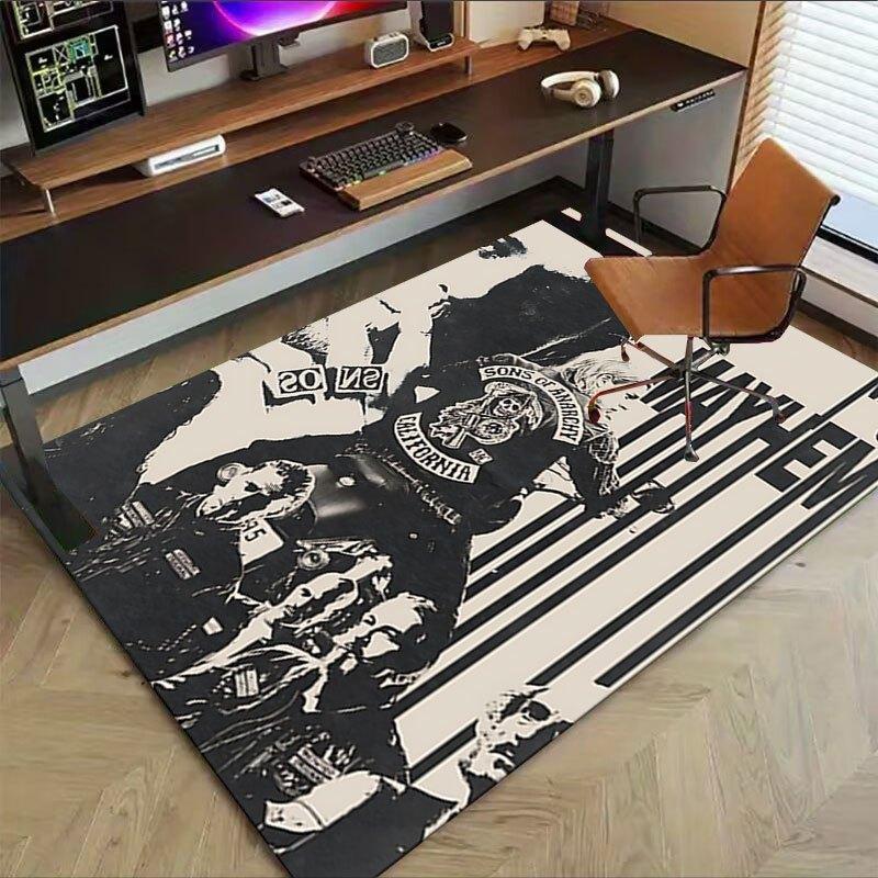 1pc Sons of Anarchy themed Office Carpet Chair Mats - durable polyester rug for home theater, office, dorm room decor - tA53