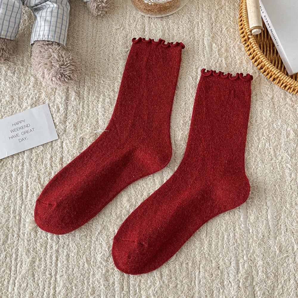 Sweet New Year Christmas Socks Wool Female Hosiery Gift Red Socks  Christmas