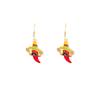 Jalapeño Earrings, Personalized Design Sense, Red Pepper Beard, Cartoon Wide-Brimmed Hat Earrings, Women