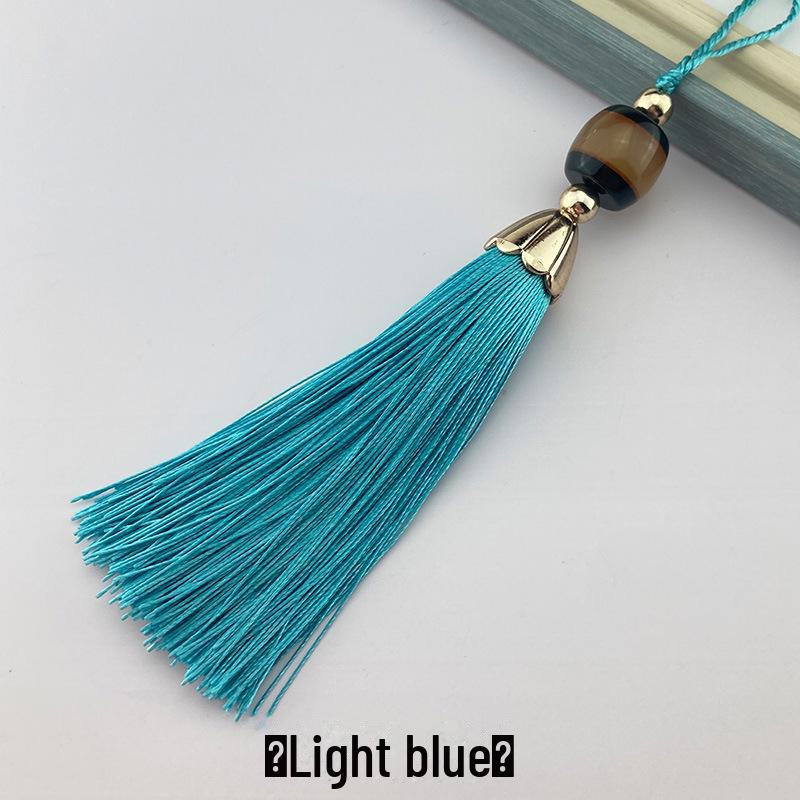 Chinese-Style Imitation Jade Tassel Fan Pendant for Antique Decoration