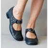New Medieval Cosplay Women's Shoes Spring Low Heels Single Shoes Buckle Shallow Thick Heels Work Mother Shoes