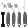 Set di Forchetta e Cucchiaio da Tavola Regolabile con Manico Antiscivolo Acciaio Inossidabile Posate Adattive Stoviglie per Anziani Gadget da Cucina