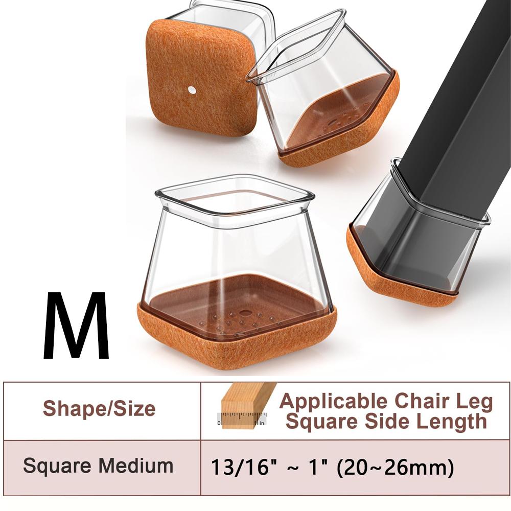 16Pcs Chair Leg Floor Protectors for Hardwood Floors Felt Furniture Pads Silicone Caps Reduce Noise