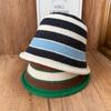 Autumn and Winter Contrasting Color Fisherman's Hat Children's Striped Splicing Knitted Hat Plain Face Washbasin Hat Wool Bucket Hat