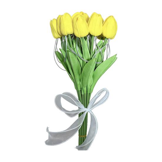 Flores Artificiales Tulipanes LED, Ramo Brillante de Mano con Pétalos Suaves, Tallo Flexible Luz Ambiental, Regalo Romántico Decoración del Hogar Dormitorio Ambiente