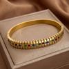 Elegant Inlaid Colorful Column Bracelet, Fashionable and Sophisticated Women's Open Hand Jewelry