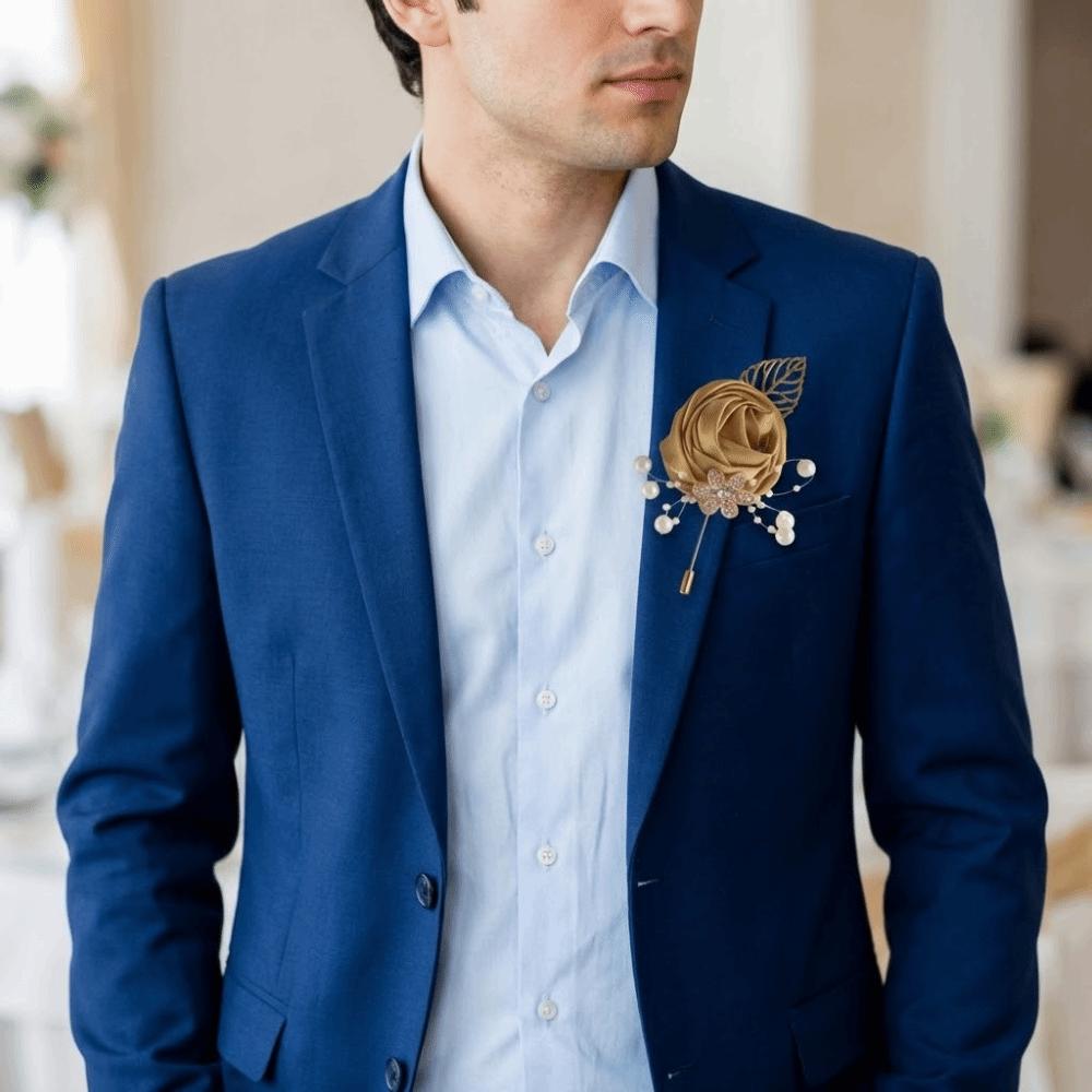 Elegant Groom and Groomsmen Accessories Rose Wedding Brooch Formal Chest Flower  Bridesmaid Group
