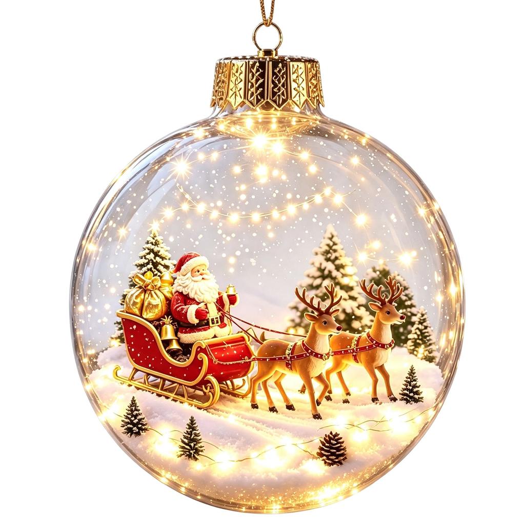 Transparent Light-Up Christmas Ornament Ball for Holiday Tree Decoration