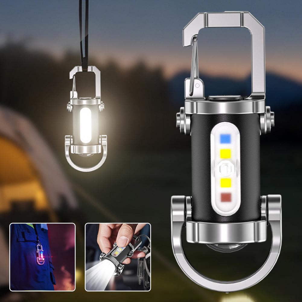1/2/3PCS Rechargeable Keychain Flashlights 1200mAh Type-C Flashlights Keychain Hanging Keyring Camping Pocket Lamp