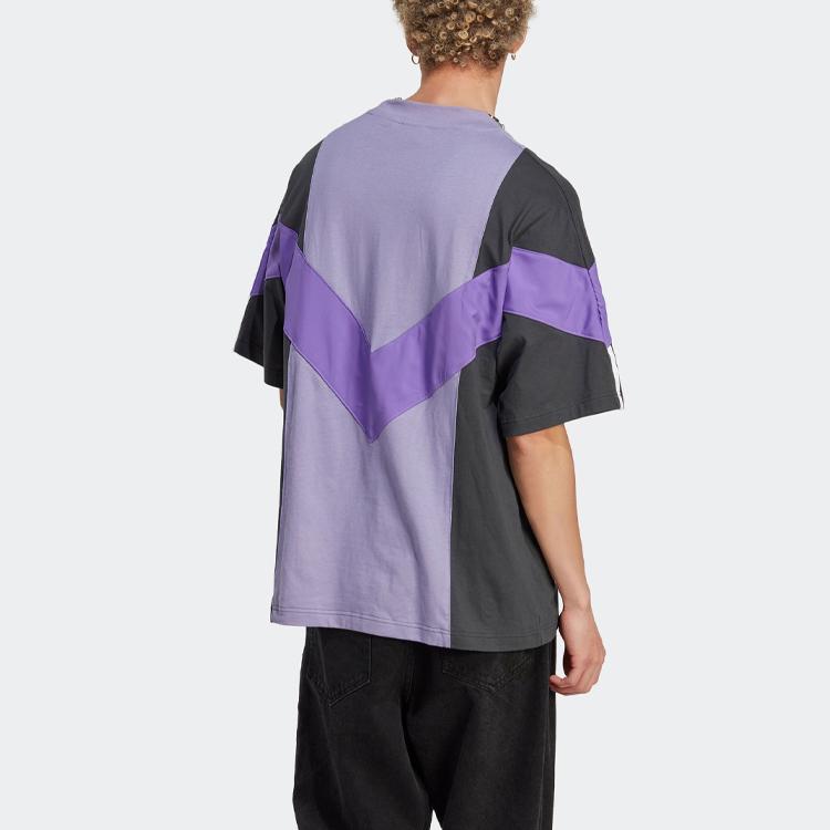 Adidas Originals Rekive Tee Color Block Loose Sports Short Sleeve Men Tops Magic-Light-Purple IC6013