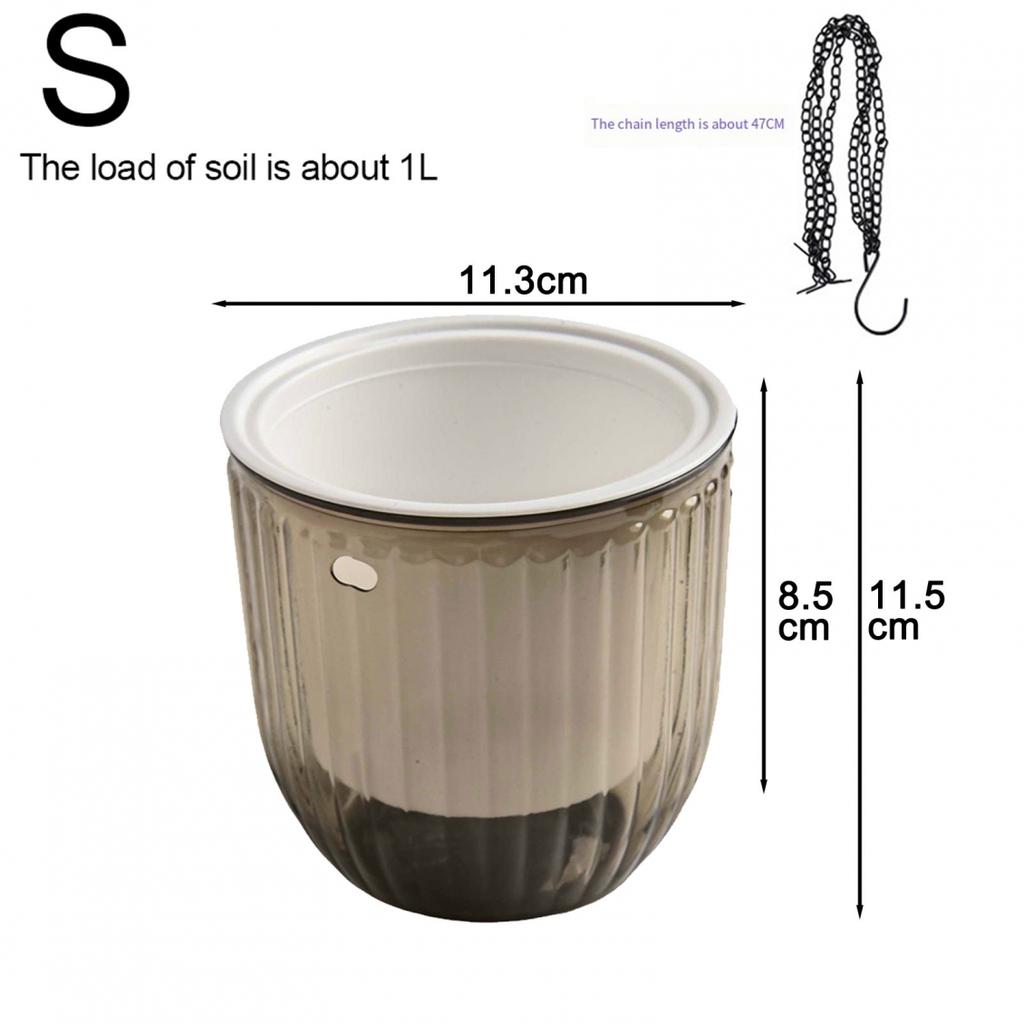 Outdoor Hanging Basket Flowerpot with Cotton Rope Self Watering System