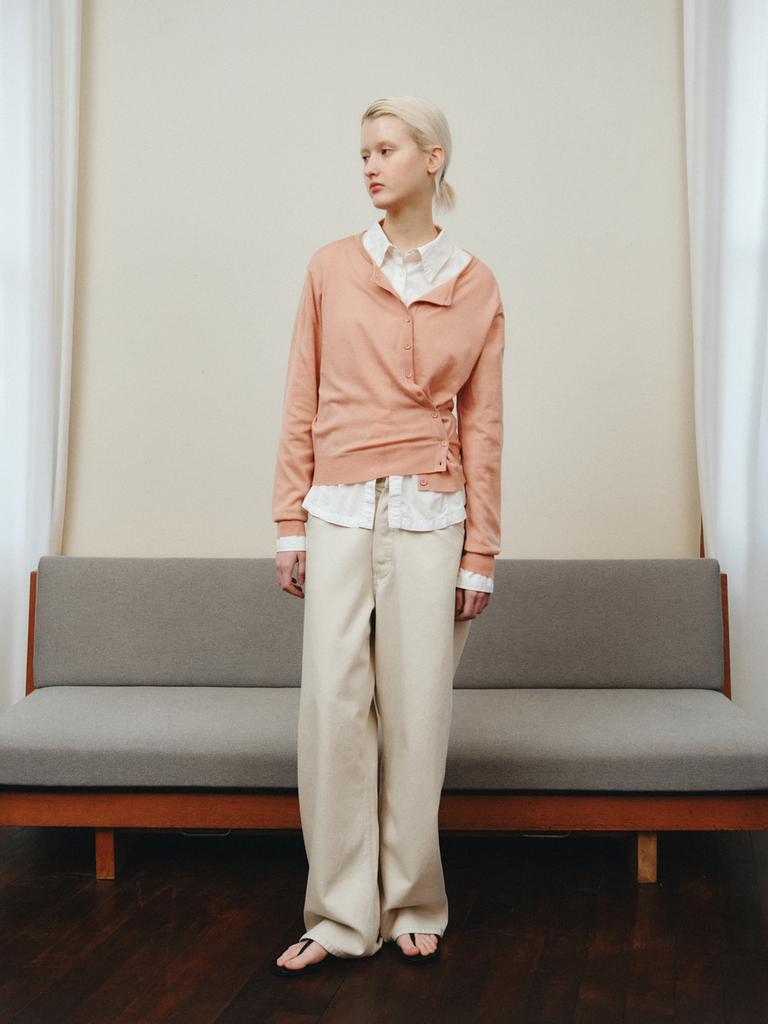 Reply Wool Blend Diagonal Cardigan_Salmon