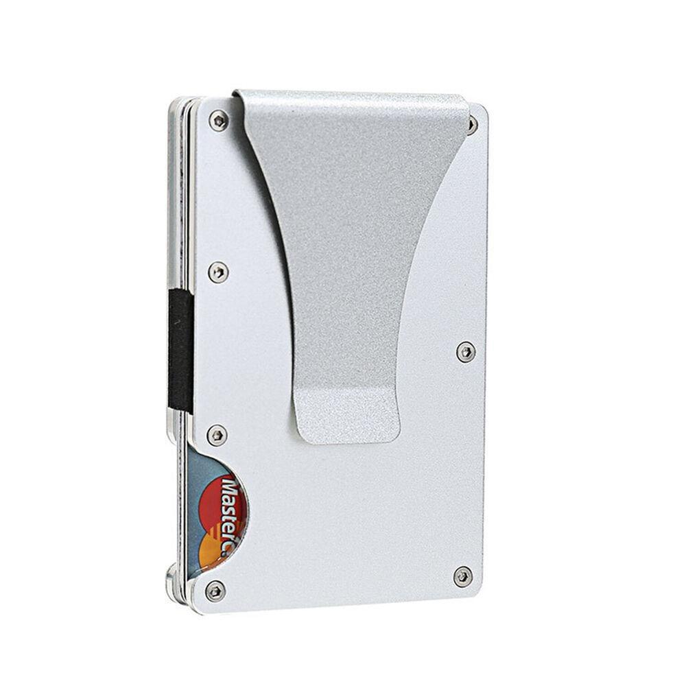 Porta carte di credito sottile con clip per blocco RFID da uomo in fibra di carbonio in metallo
