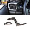 2x ABS Plastic Carbon Fiber Car Central Control Side Air Outlet Trim Suitable for Toyota Hilux 2015-2024 LHD Accessories