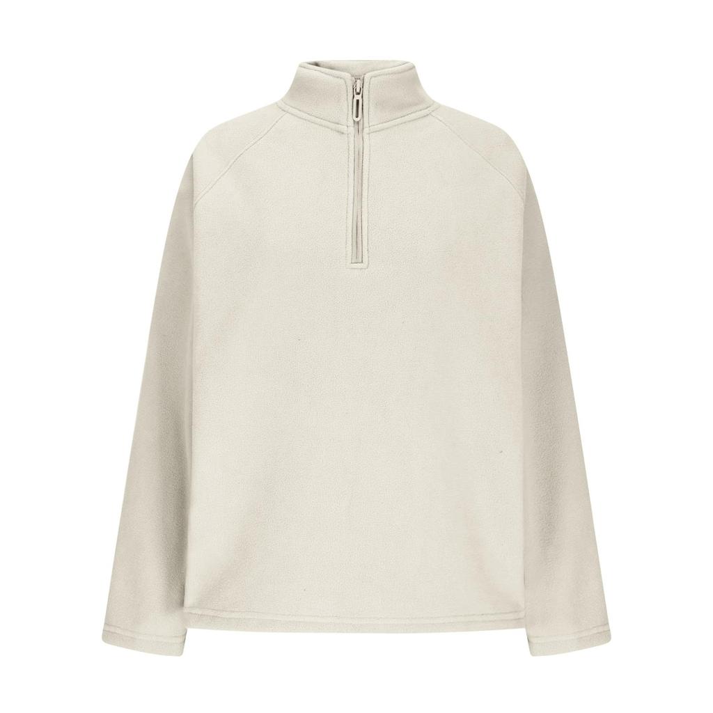 Women's Casual Stand Collar Zipper Velvet Solid Color Long Sleeve Top