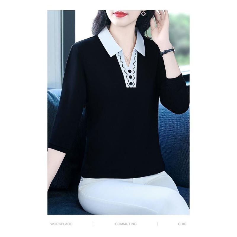 Clearance Clearance Fashion Trend Versatile Design High-end Western Style Sports Lapel Long-sleeved T-shirt