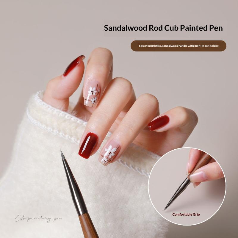 Sandalwood Detail Nail Art Pen Brush 7Mm Paintings Pen Outlining Pen Carving Pen Nail Potherapy Pen Manicure Tool