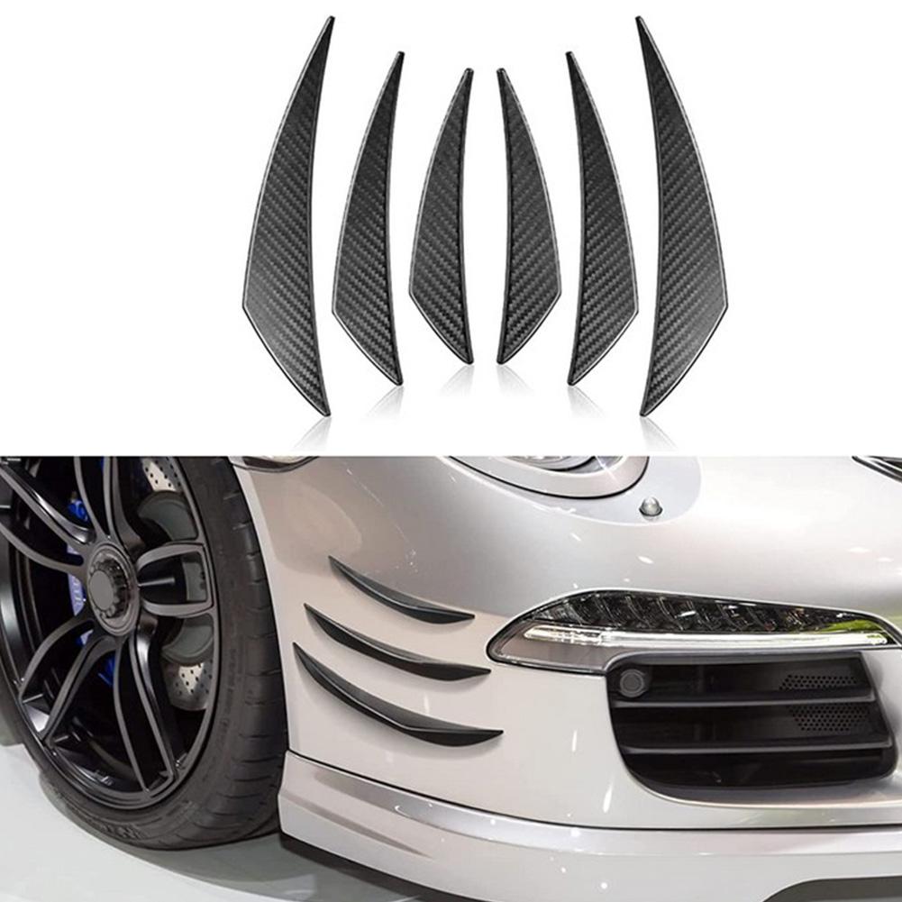 

6Pcs Carbon Fiber Front Bumper Decal Sticker Side Skirt Spoiler Exterior Parts Collision Avoidance Rubber Decorative Strip