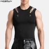INCERUN Summer Men Sleeveless Tank Tops Hollow Thin Slim T-shirts