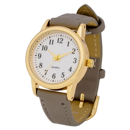 Fieldwork Women's Analog Watch with Leather Strap, Gray, Medium Salon Size, PP005-2