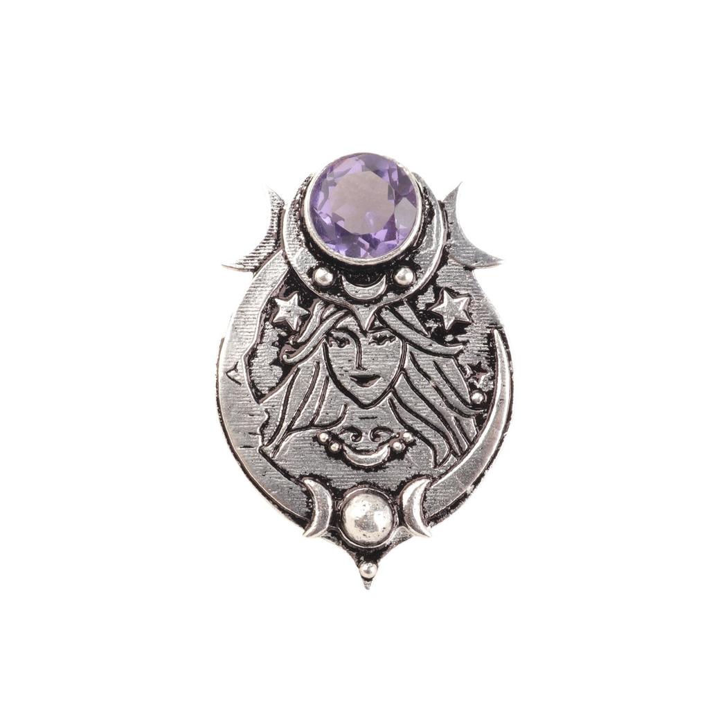 Natural Iolite Silver Necklace Pendant For Women's Gemstone Antique Pendant1.63" CP-22-15