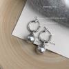Cold Wind, Explosive Texture, Gray Pearl Earrings, Commuting Really Much Hemp Gray Earrings, Ear Buckles.