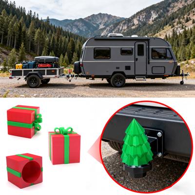 Christmas Hitch Cap Cover Trailer Coupling Hitch Ball Cover Cap Christmas Tree Gift Box Hitch Cover Prevent Receiver Tube from Rusting for 50mm