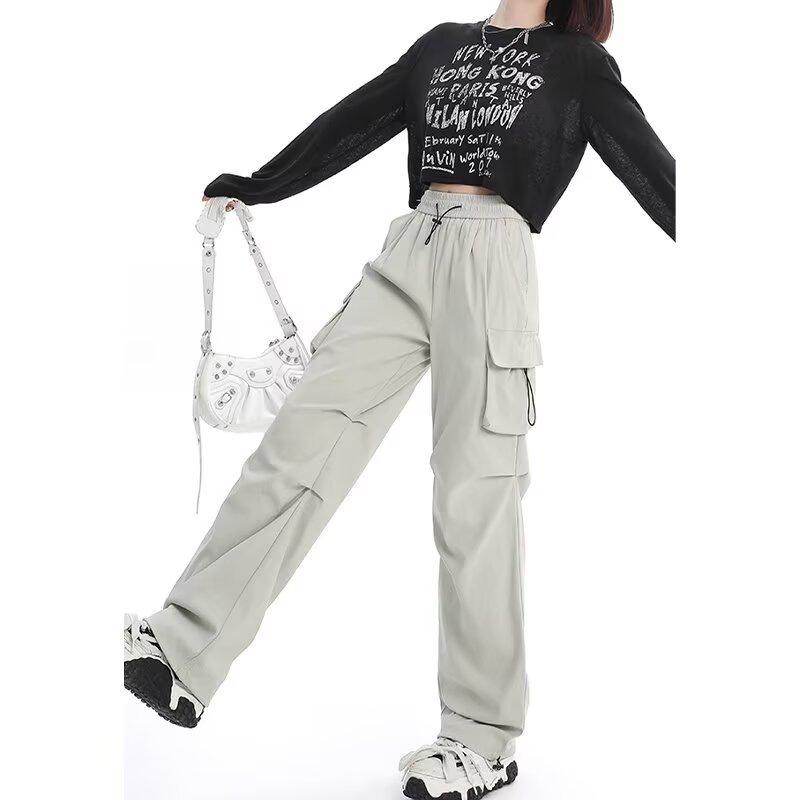 Women's Quick-Dry High-Waist Wide-Leg Work Pants, Windproof and Casual for Autumn/Winter 2024