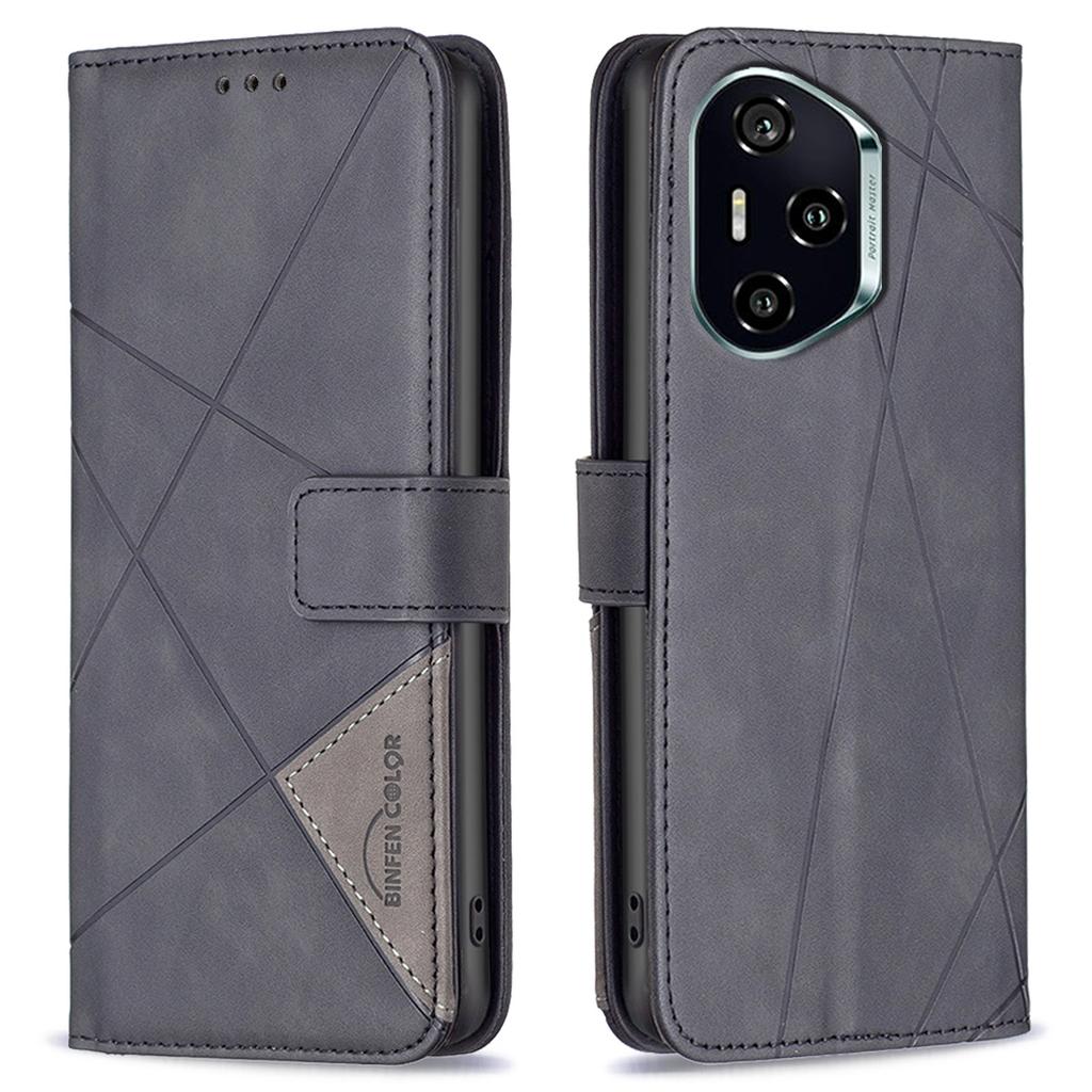 BINFEN COLOR For Honor 300 Pro/300 Ultra Phone Cases Wallet Stand Geometry Imprinted Leather Cover