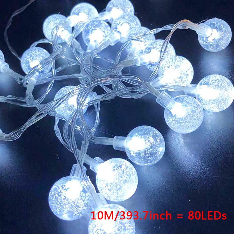 

Светодиодный хрустальный шар гирлянда 220 В 10 м 20 м сказочный глобус гирлянда для праздника, свадьбы, вечеринки, патио, рождественское украшение 10M 80LEDs