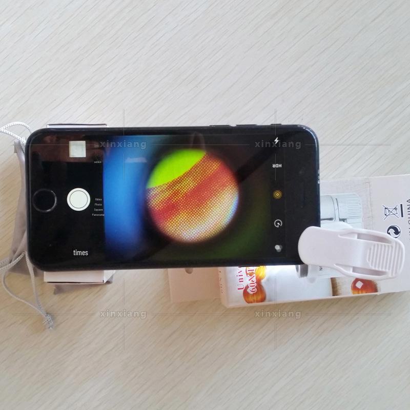 60x LED Clip-On Phone Magnifier for Photos, Videos, and Examining Tea, Antiques, Jewelry, and Gemstones