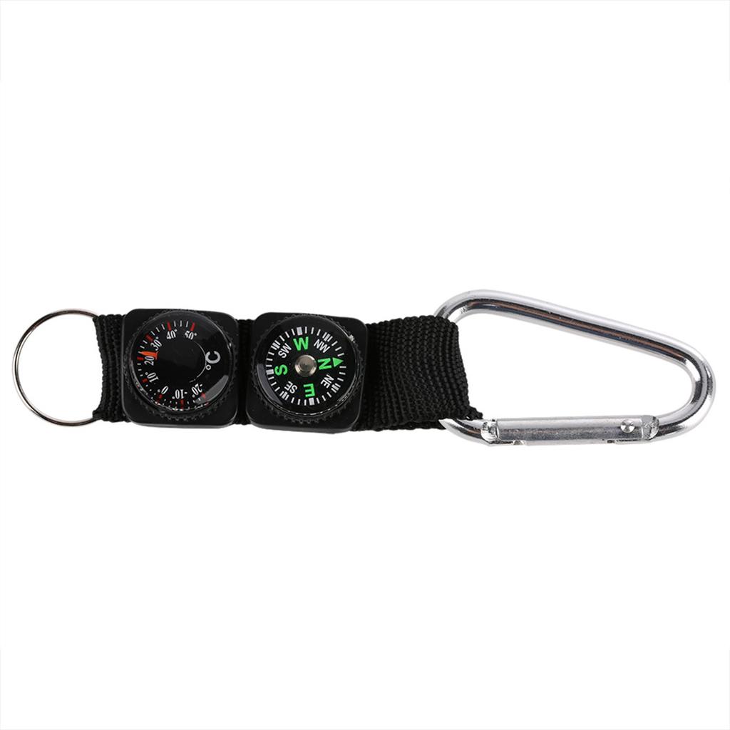 Multifunction Waterproof Mini Portable Thermometer Compass Key Ring for Outdoor Camping Hiking