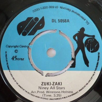 

7inch Record NINEY ALL STARS ZukiZaki DL5058 Dip 1974 UK Reggae Ska Dub Used