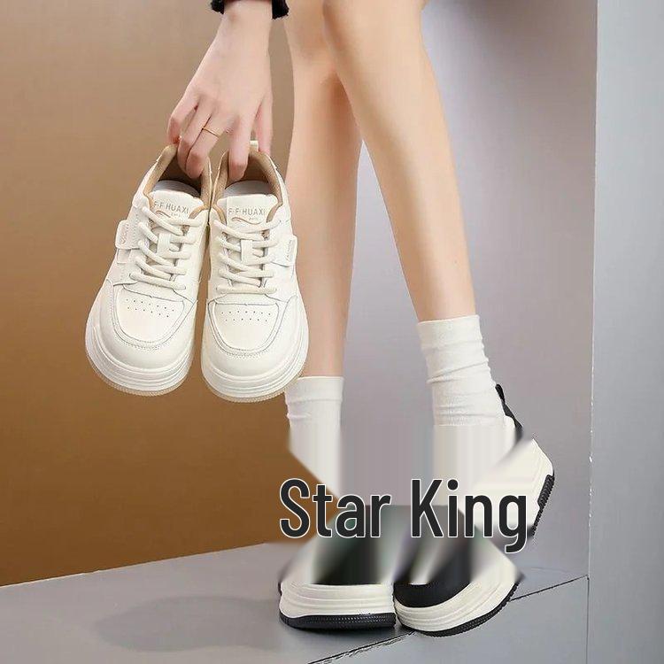 

2025 Spring Women s Height-Boosting White Platform Sneakers Size 36 брудно-білий