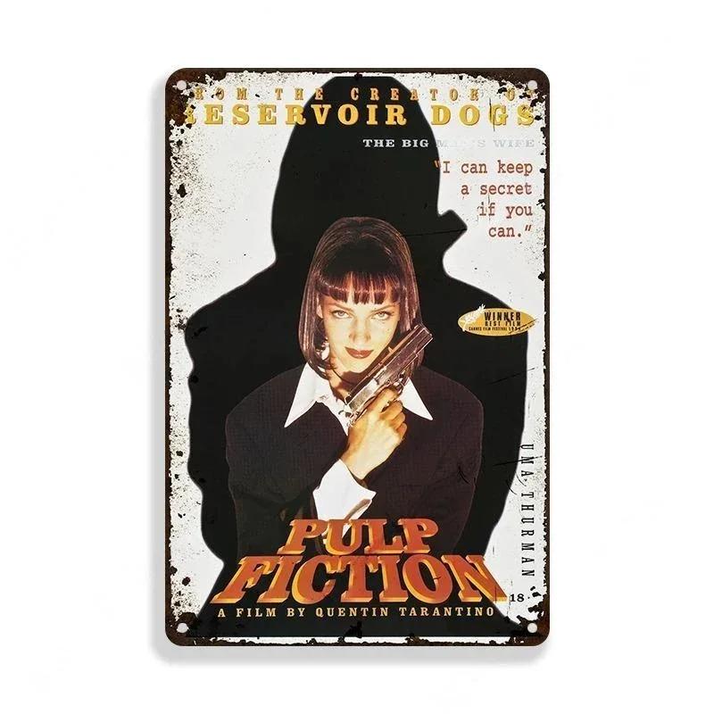 Metal Tin Sign Poster Pulp Fiction Film Metal Plaque Poster Decor for Bar Club Wall Decor Retro Home Bedroom Vintage Wall Pla