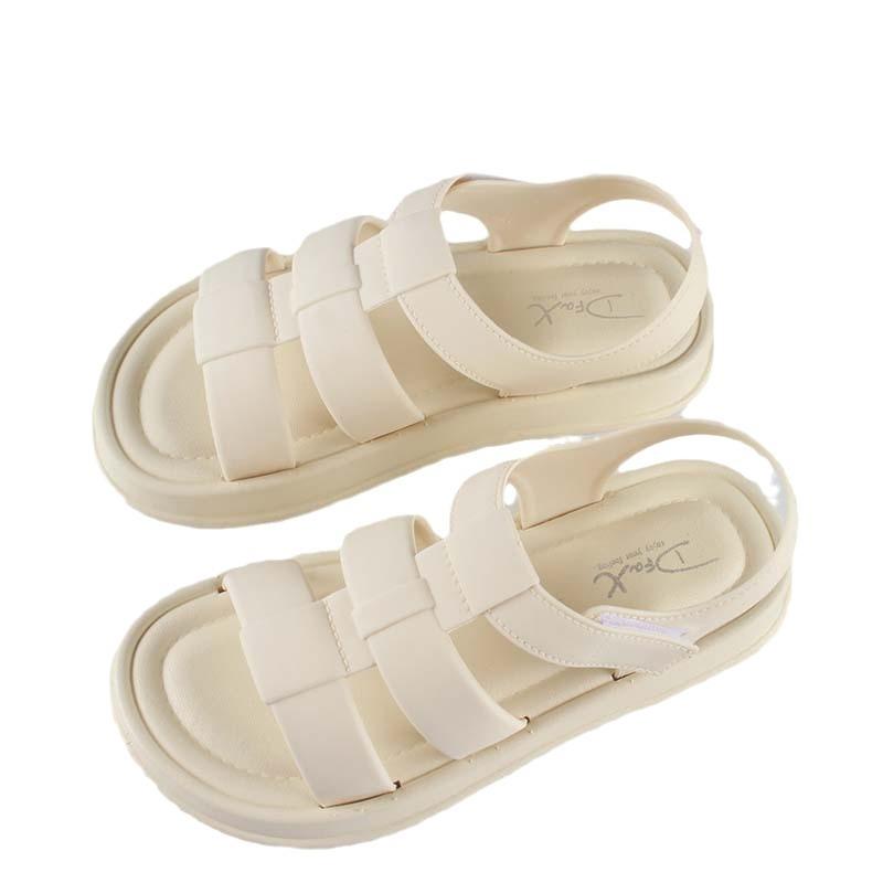 Heli Shark Moda Sandali Estivi da Donna Aperti Colore Solido Vuoti Sandali Bassi da Spiaggia Casual Velcro Scarpe da Donna