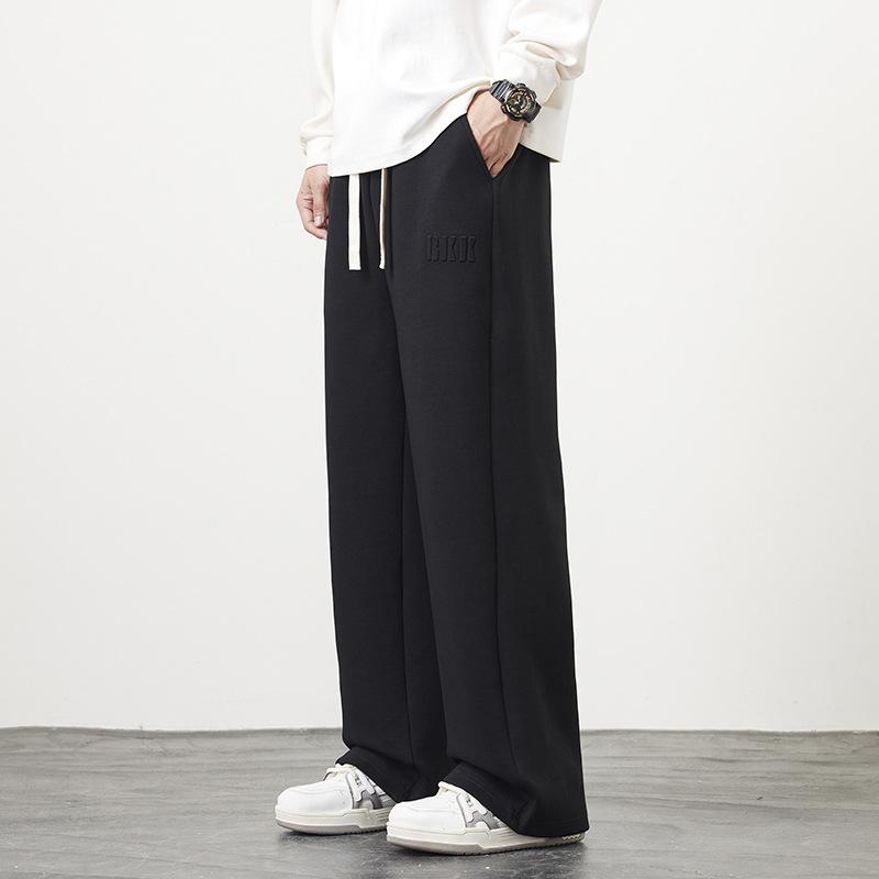 Spring Autumn Men's Straight Sweatpants Wide Leg Track Pants Drawstring Letter Sports Baggy Pants Casual Long Trousers Plus Size