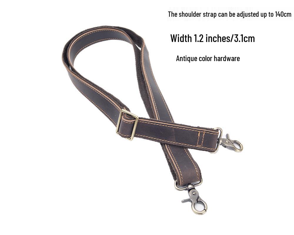 Crazy Horse Leather Adjustable Crossbody Strap for Men's Bags