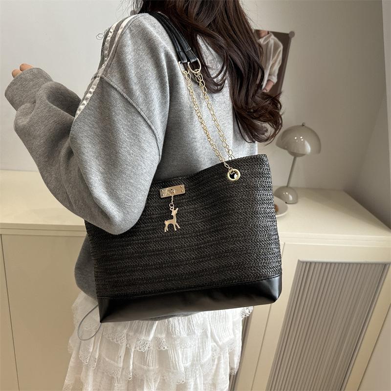 Woven Bags Women's Bags Stylish and Simple Shoulder Handbags Large Capacity Commuter Tote Bags