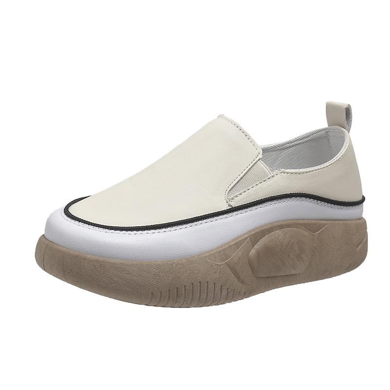 Women's Plus Size Sports Shoes Thick Sponge Cake Sole Solid Color Casual Single Shoes Round Headed Sneaker Shoes 35-44