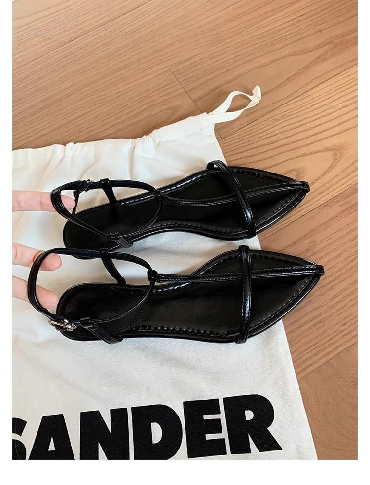 Fashion Sandals for Women in Summer 2025 Pointed Straight Thin Strap with Exposed Toe Buckle Sandals for Women  Sandalias De Mujer