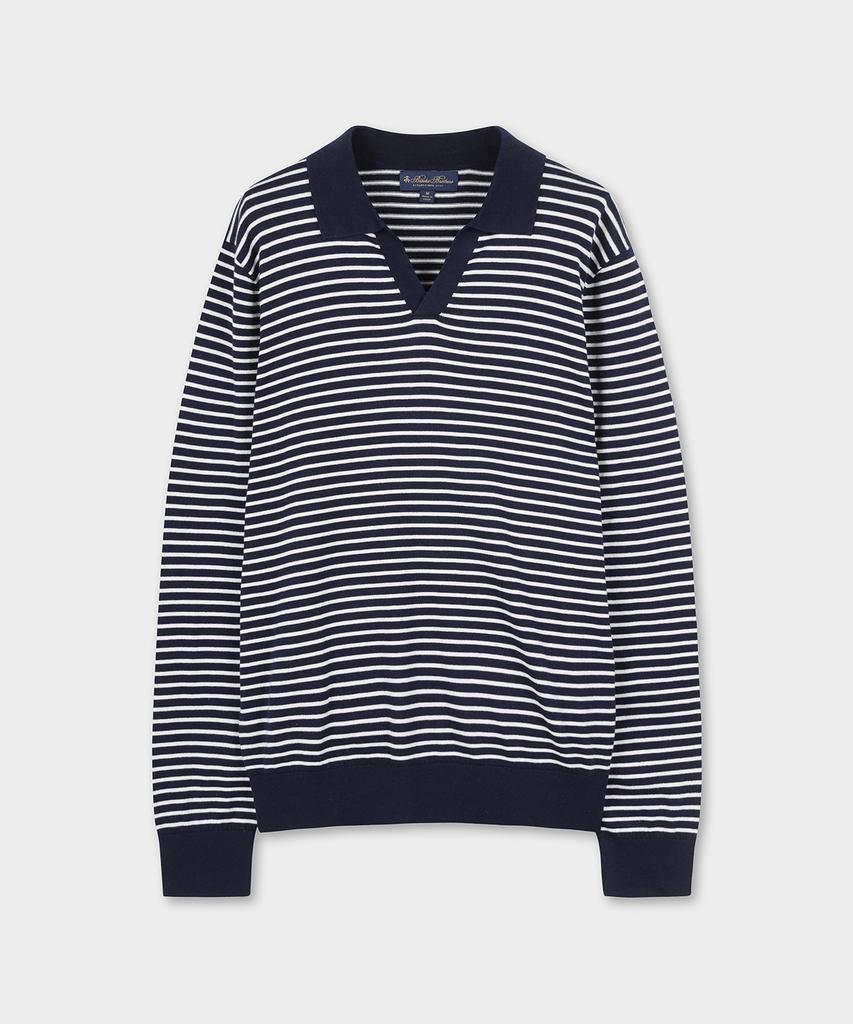 BROOKS BROTHERS Mariner Buttonless Polo Sweater (Navy) (Bbwtmm8896Qfs)