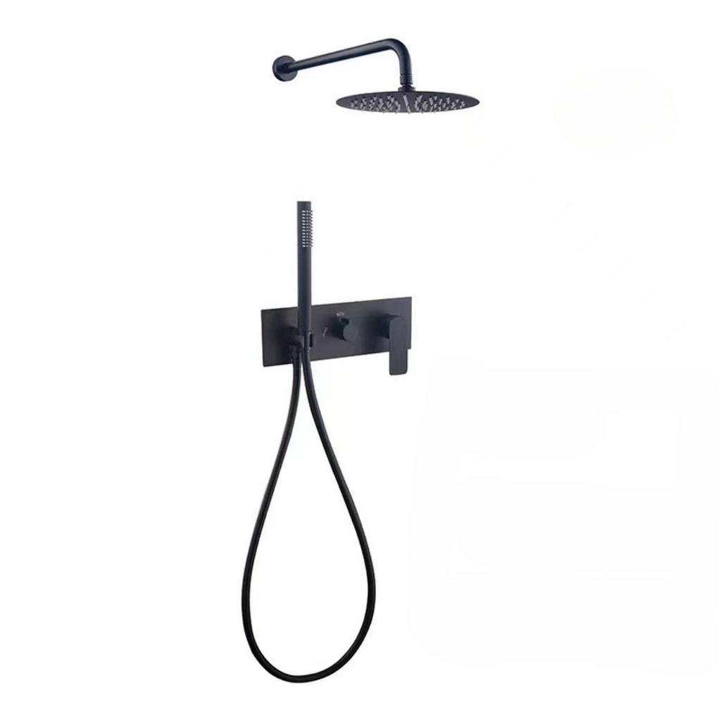 Brushed Gold Bathroom Shower Faucet Mixer Faucet Diverter With Water Outlet Holder Black Brass Rain Hand-Held Head Bathroom Set