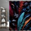 Colorful Feather Shower Curtain On Black Background, Bathroom Decorative Shower Curtain, Waterproof Shower Curtain with Hooks