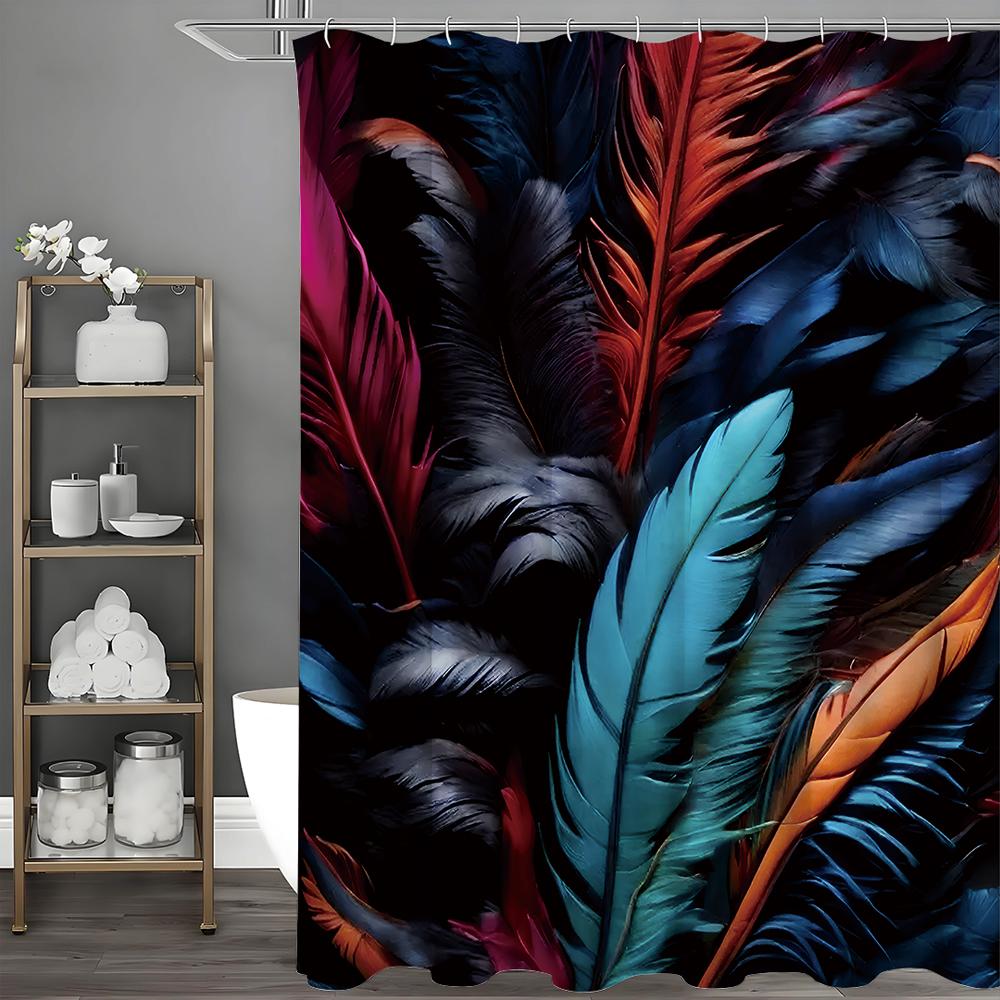 

Красочная шторка для душа с перьями на черном фоне, Декоративная шторка для душа для ванной комнаты, Водонепроницаемая шторка для душа с крючками 90*180cm