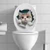 3D Cute Cartoon Cat Breaking Through Wall Toilet Sticker Self-Adhesive Waterproof Removable Bathroom Home Decor Art