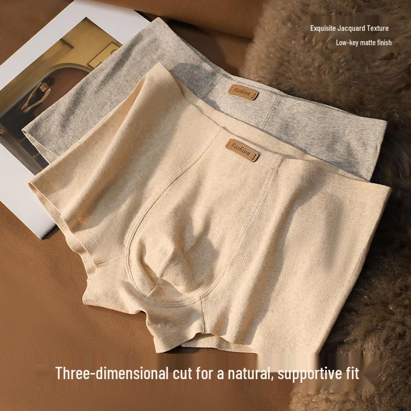 Invisible Antibacterial Mulberry Silk Men's Boxer Briefs - Luxury High-Thread Count Cotton Four-Corner Shorts