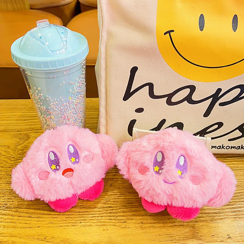 Niedlicher Plüsch Kirby Stern Anhänger, Cartoon Rucksack Schlüsselanhänger, Geschenkpuppe, Schultasche, Kleine hängende Dekoration