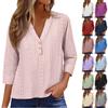 Blouse Femme Boutonnée Col en V Manches Courtes Hauts